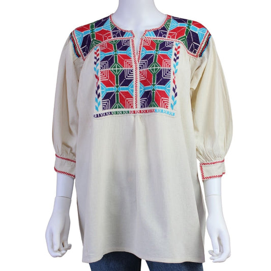 Blusa Bordada a Mano Mod. Ejutla Bordado Multicolor 1 Unitalla