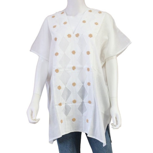 Blusa/Blusón Flores Bordado a Mano Unitalla