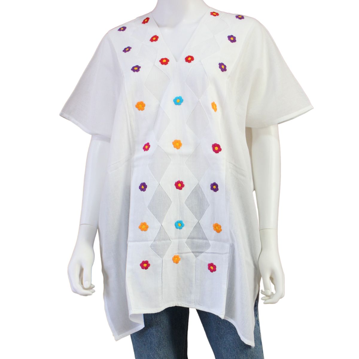 Blusa/Blusón Flores Bordado a Mano Unitalla
