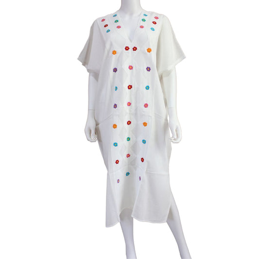 Vestido/Huipil Flores Bordado a Mano Unitalla