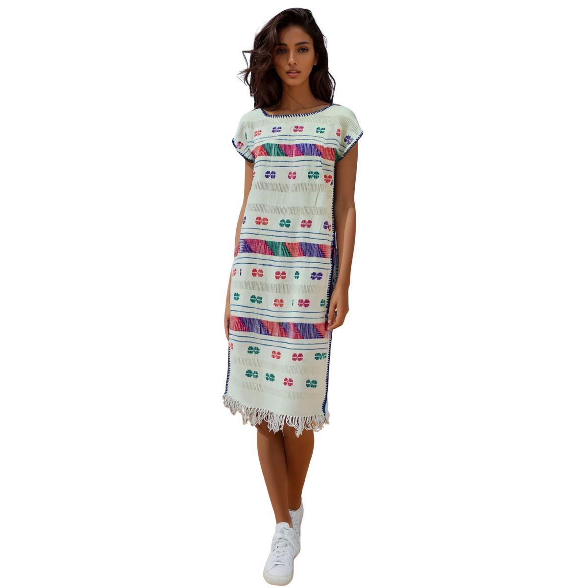 Vestido Hecho a Mano Mod. Amuzgo Brocado Multicolor Unitalla