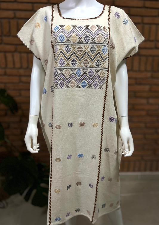 Vestido/Huipil Hecho a Mano Mod. Amuzgos Tradicional Multicolor Unitalla.