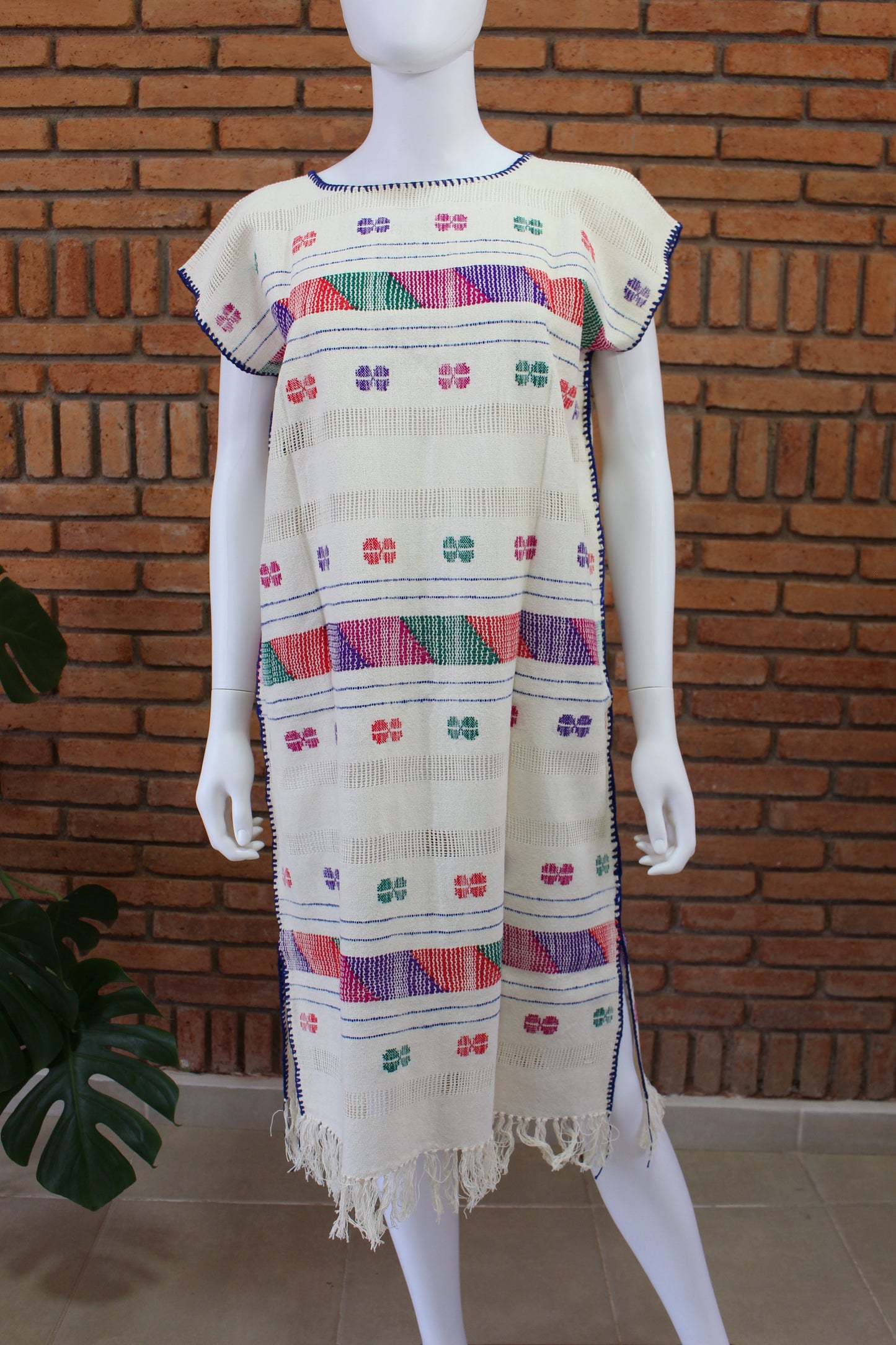 Vestido Hecho a Mano Mod. Amuzgo Brocado Multicolor Unitalla