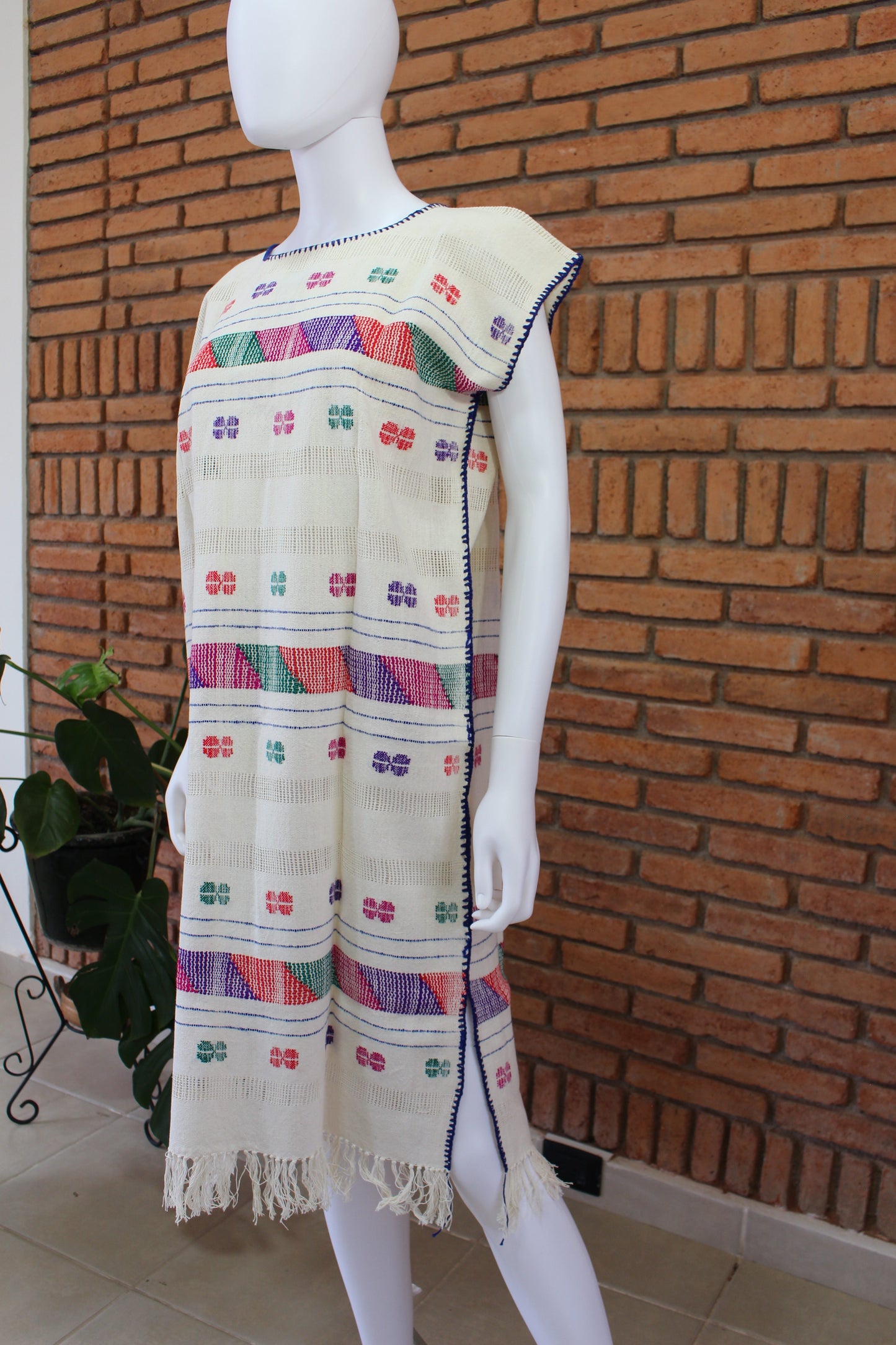 Vestido Hecho a Mano Mod. Amuzgo Brocado Multicolor Unitalla
