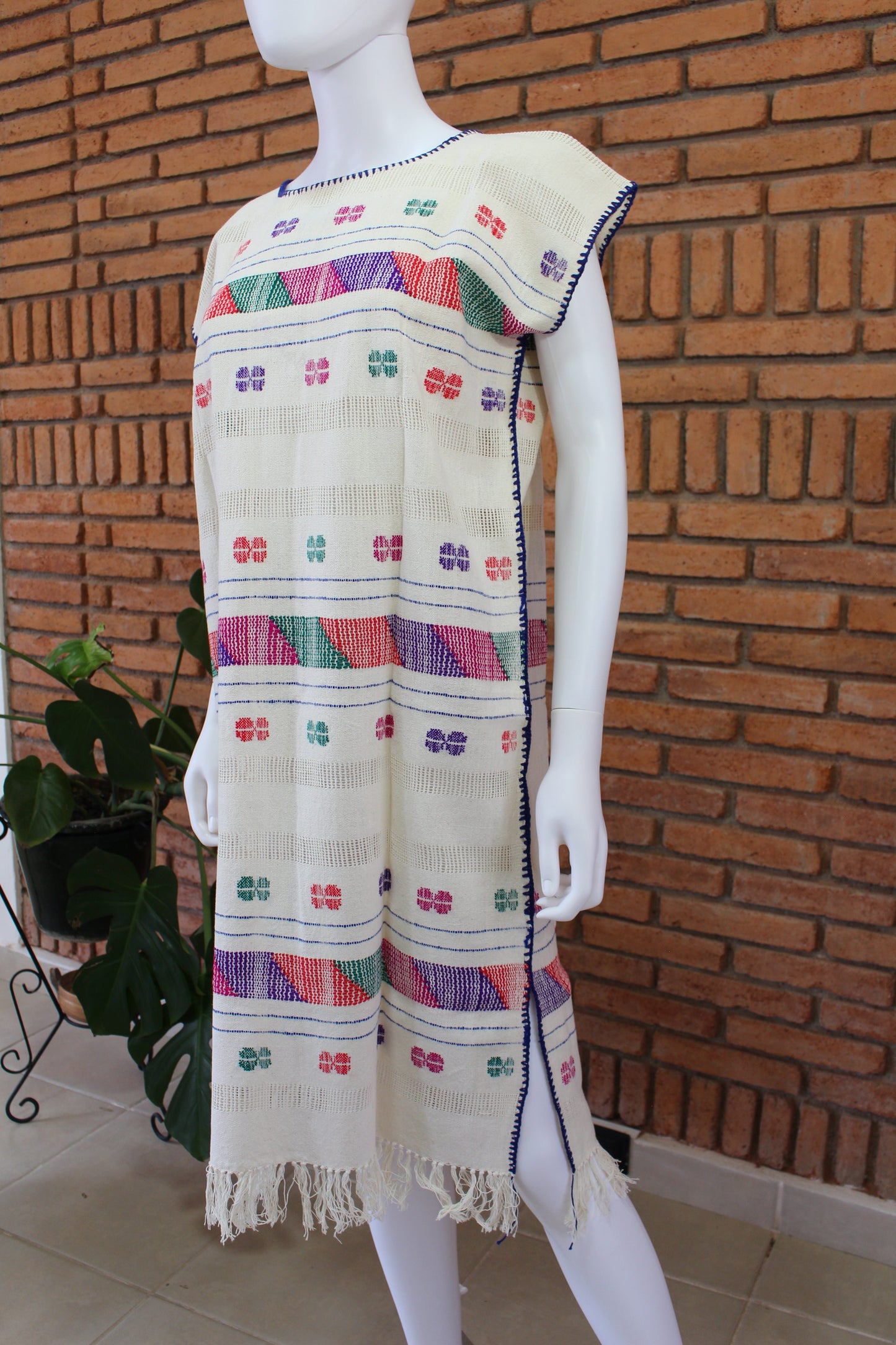 Vestido Hecho a Mano Mod. Amuzgo Brocado Multicolor Unitalla
