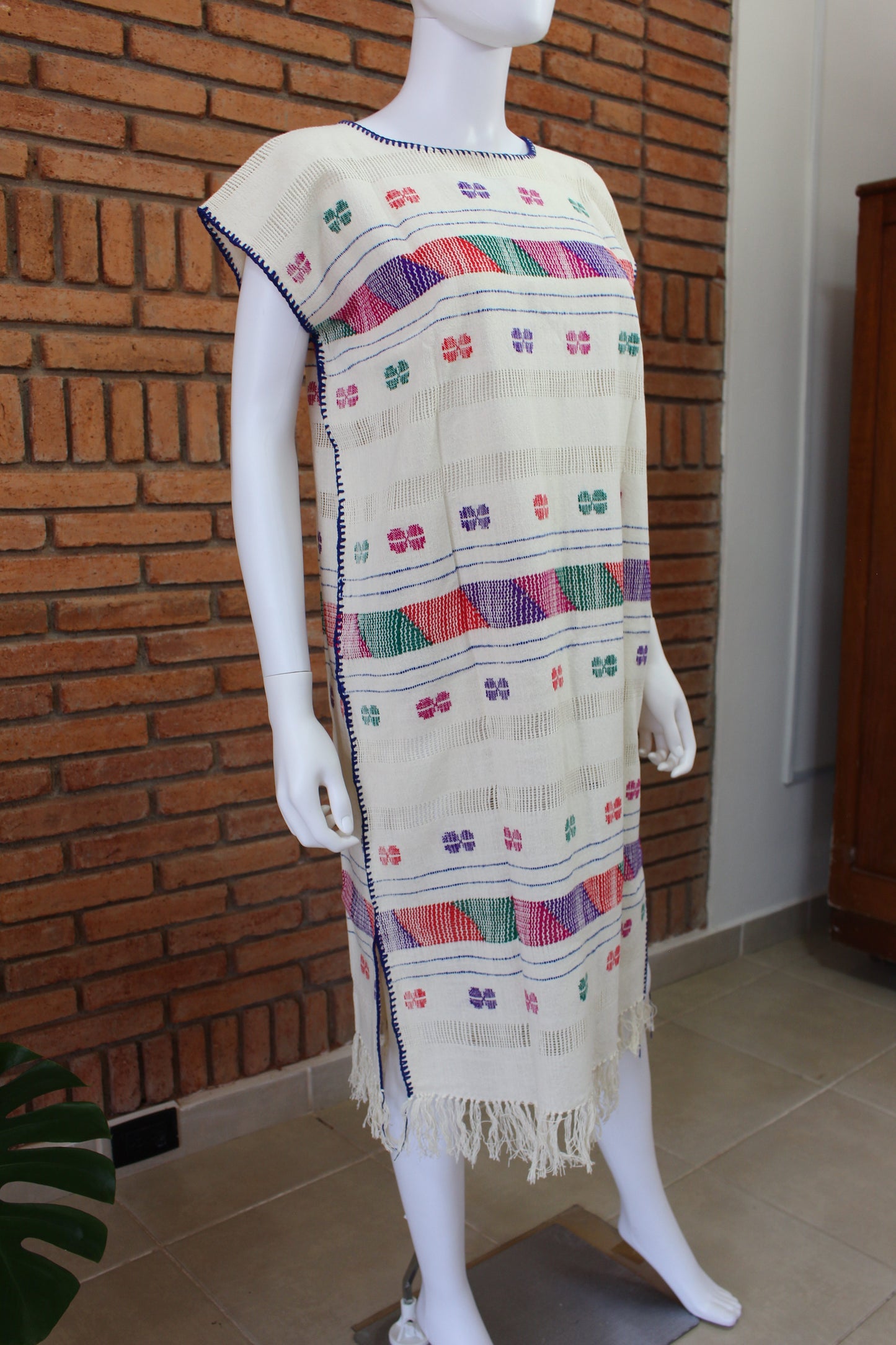 Vestido Hecho a Mano Mod. Amuzgo Brocado Multicolor Unitalla