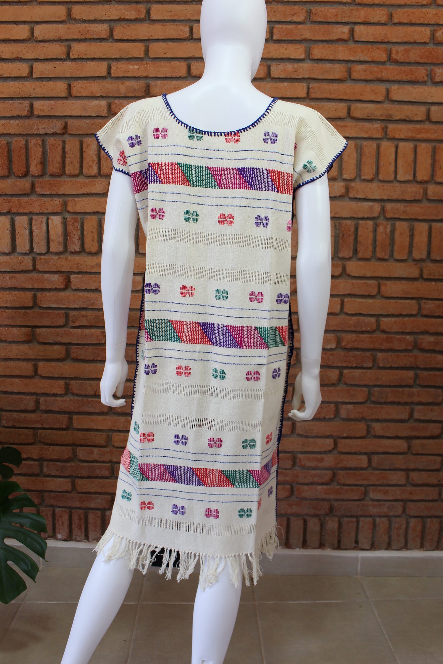 Vestido Hecho a Mano Mod. Amuzgo Brocado Multicolor Unitalla
