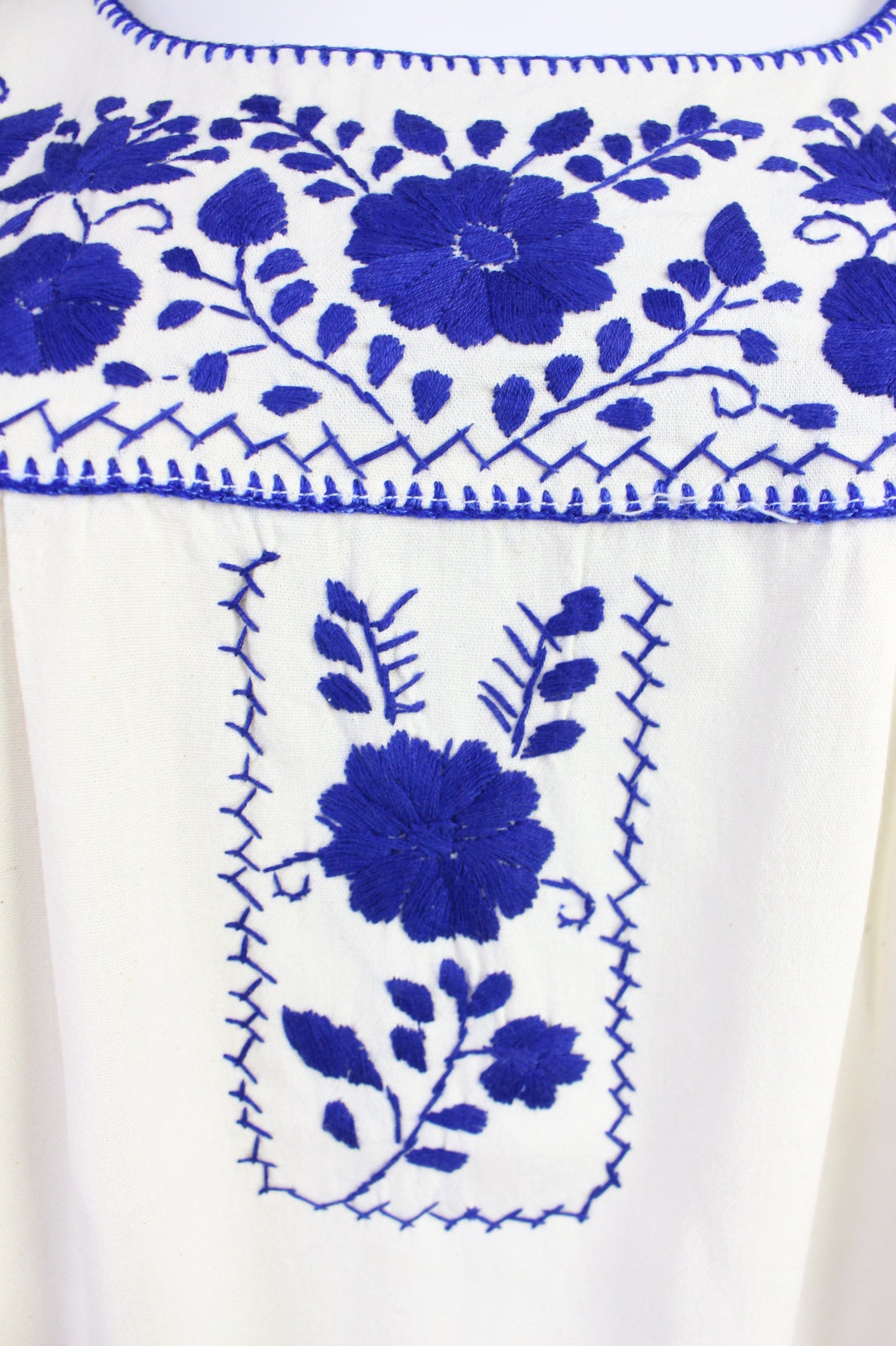 Vestido Mexicano Manta Bordado a Mano Talla L