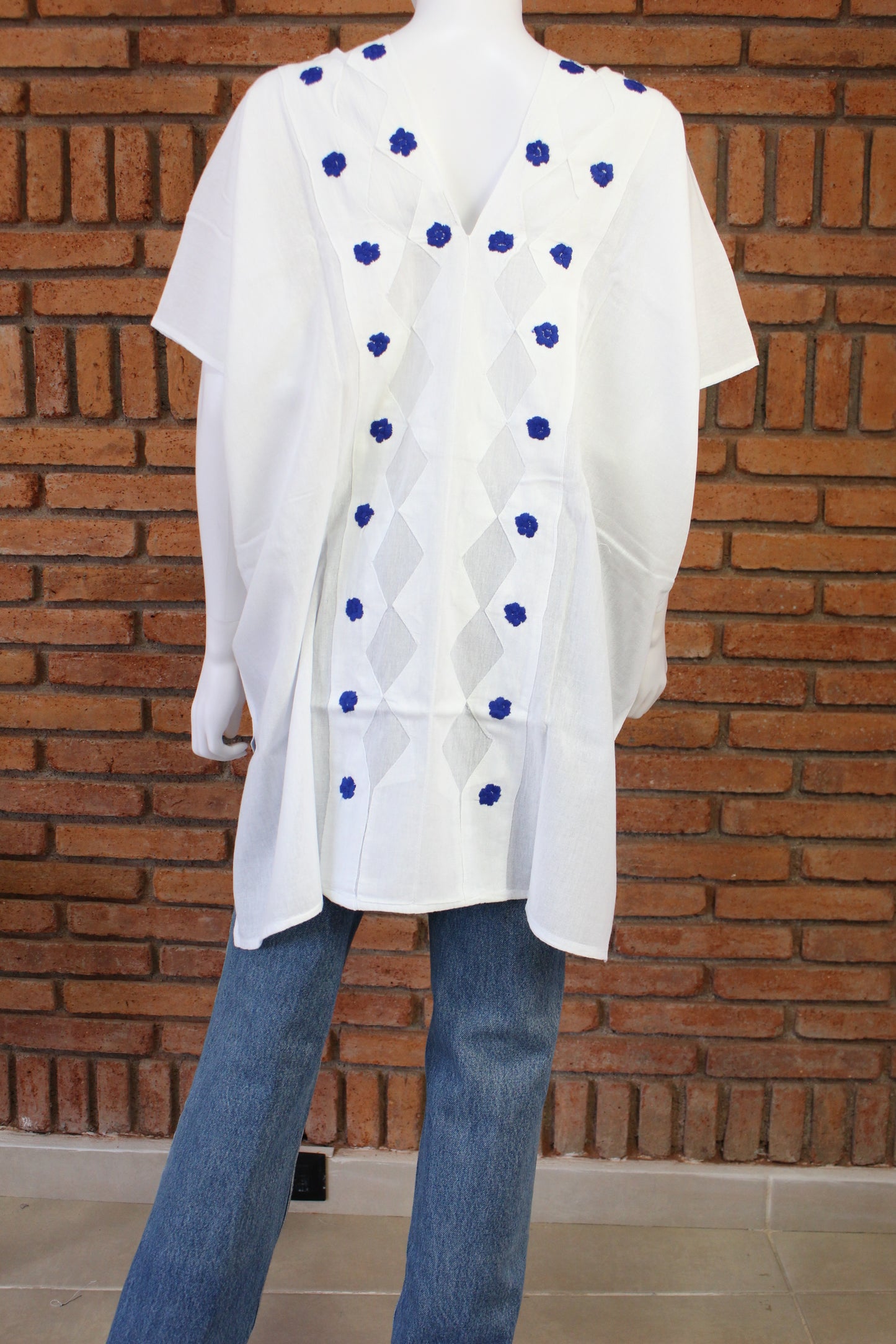 Blusa/Blusón Flores Bordado a Mano Unitalla
