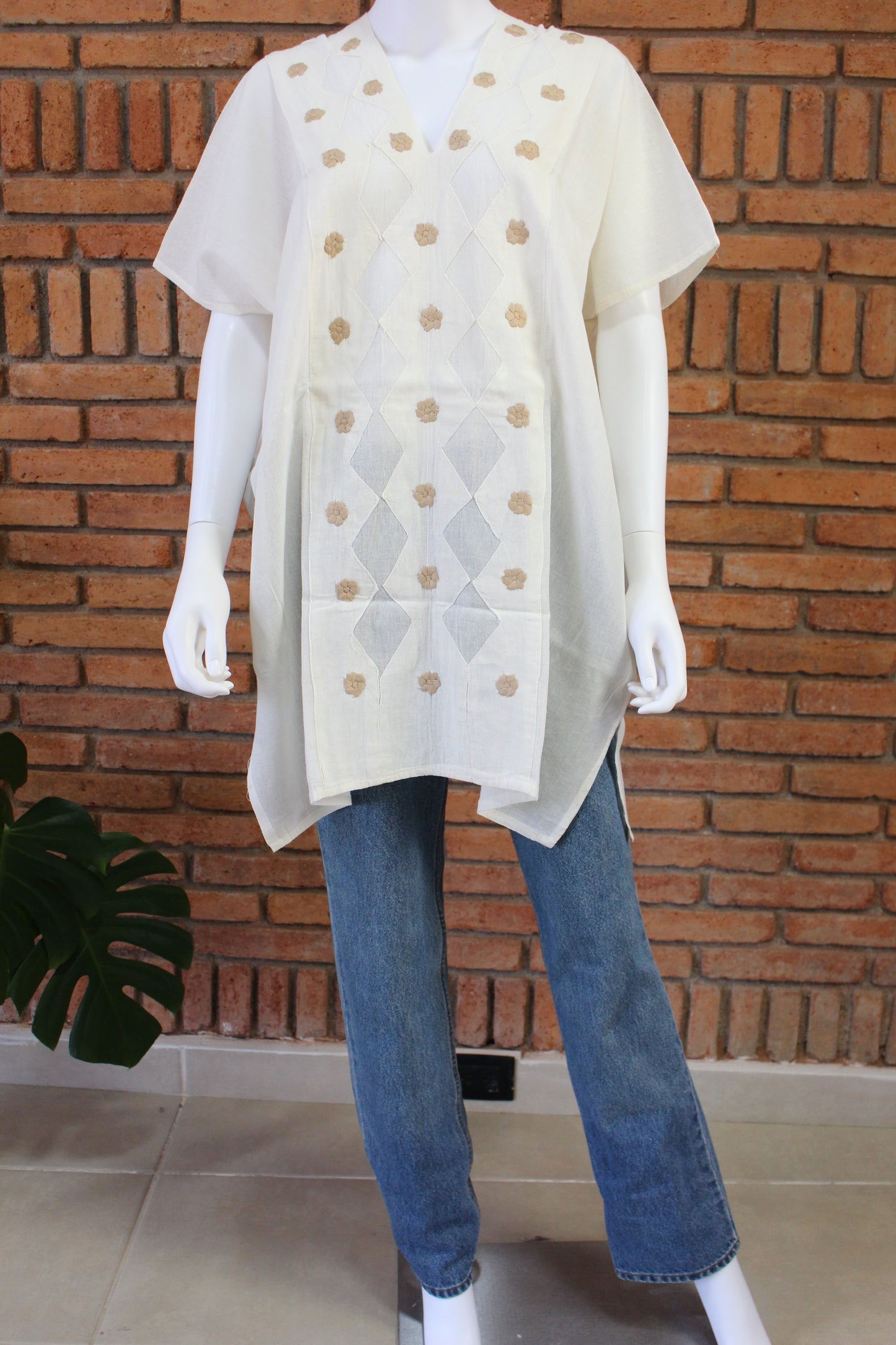 Blusa/Blusón Flores Bordado a Mano Unitalla