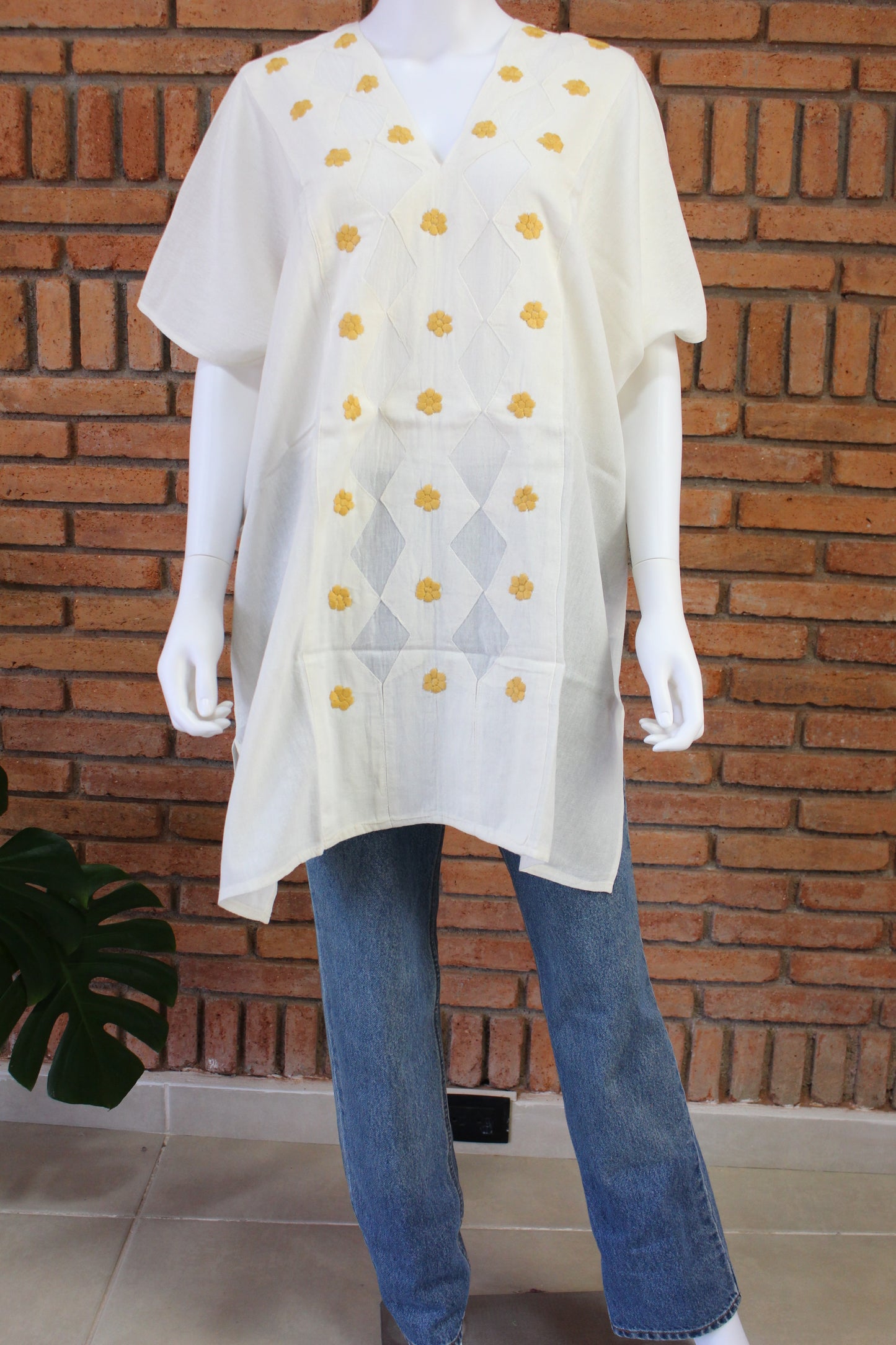 Blusa/Blusón Flores Bordado a Mano Unitalla
