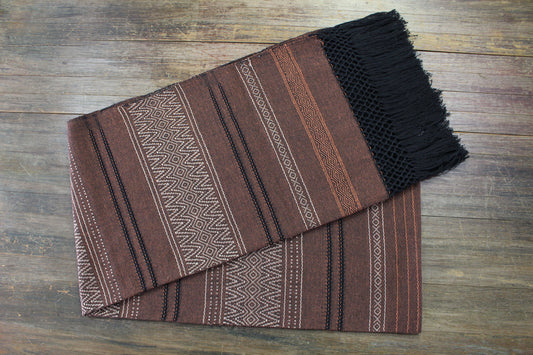 Rebozo/Chal Artesanal Diferentes Colores Mod. Lupita. (Café con Caqui)