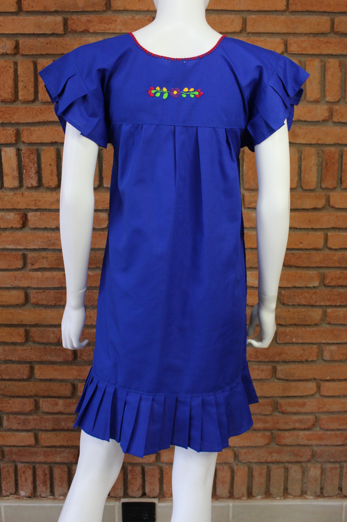 Vestido Mexicano Bordado a Mano Mod. Orquidea Popelina Talla Chica. (Multicolores)