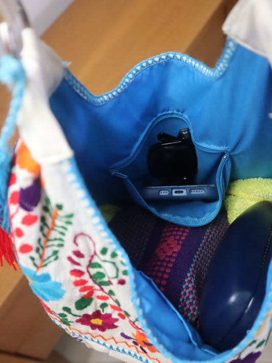 Bolsa Bordada a Mano, Renacer Mexicano Mod. Hipper Manta