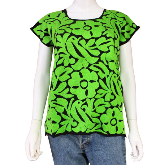 Blusa Bordada a Mano Mod. Jalapa Unitalla Verde Limón