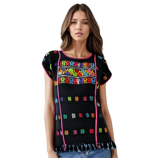 Blusa Artesanal Hecha en Telar de Cintura Mod. Amuzgos (diferentes colores)