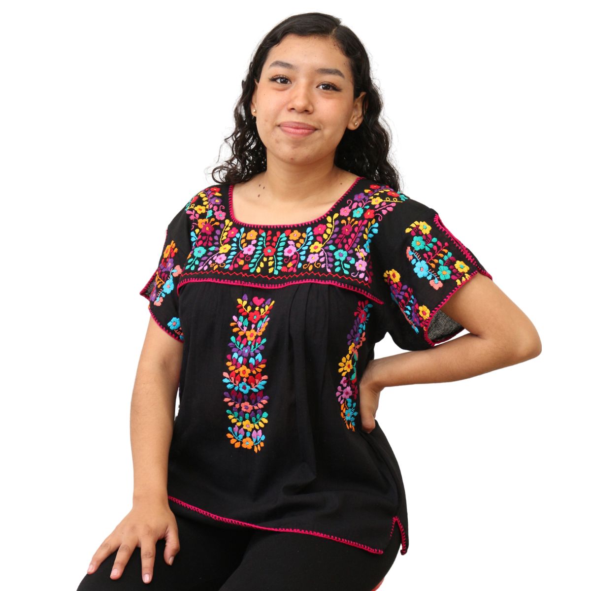 Blusa Bordada a Mano Multicolor Mod. Ita