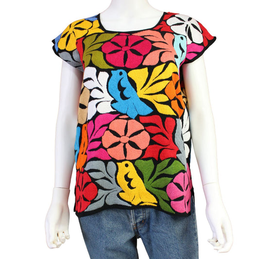 Blusa Bordada a Mano Mod. Jalapa Negro/multicolor Unitalla