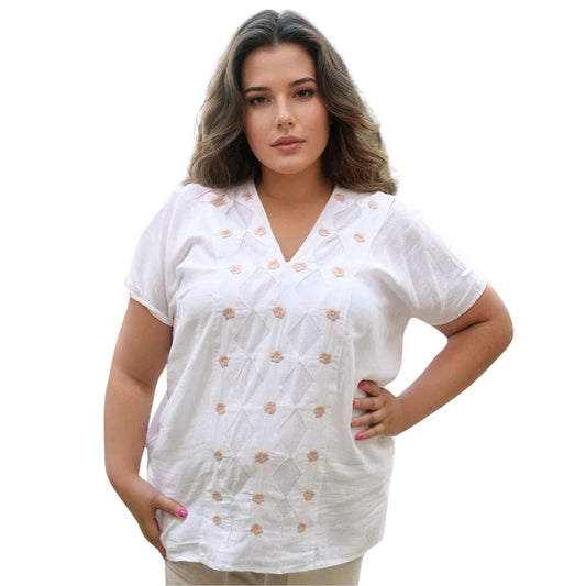 Blusa/Blusón Flores Bordado a Mano Unitalla