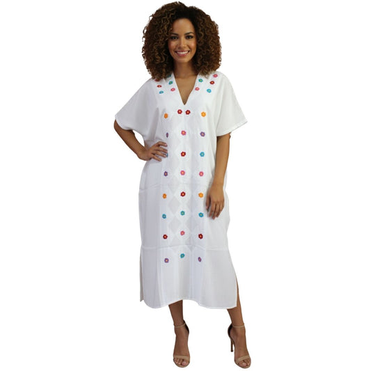 Vestido/Huipil Flores Bordado a Mano Unitalla