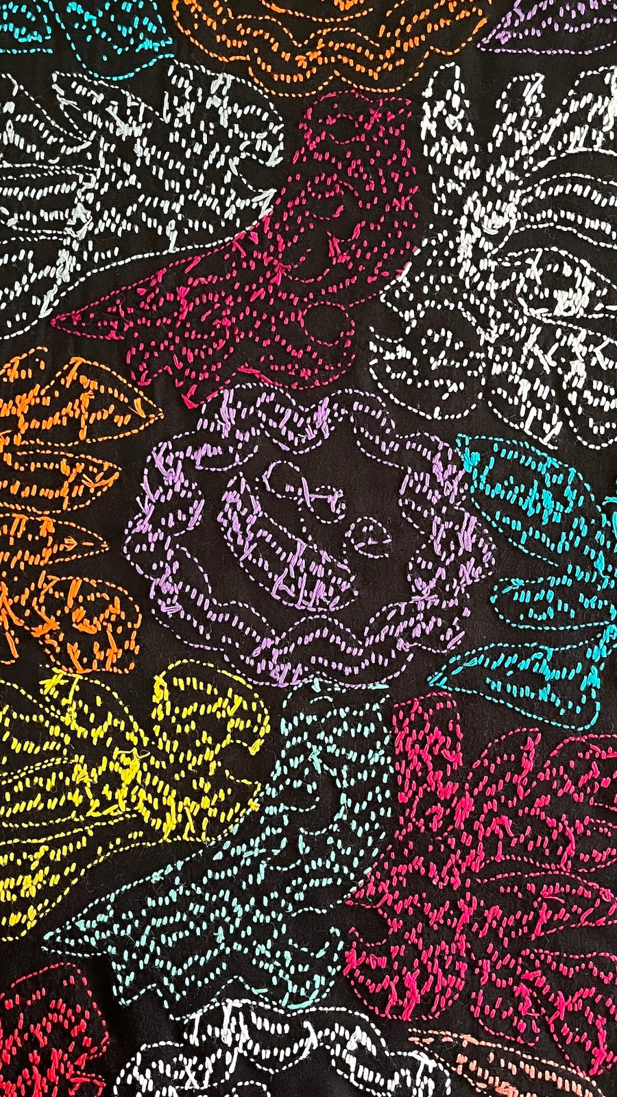 Vestido/Huipil Bordado a Mano Negro con Multicolor Mod. Jalapa