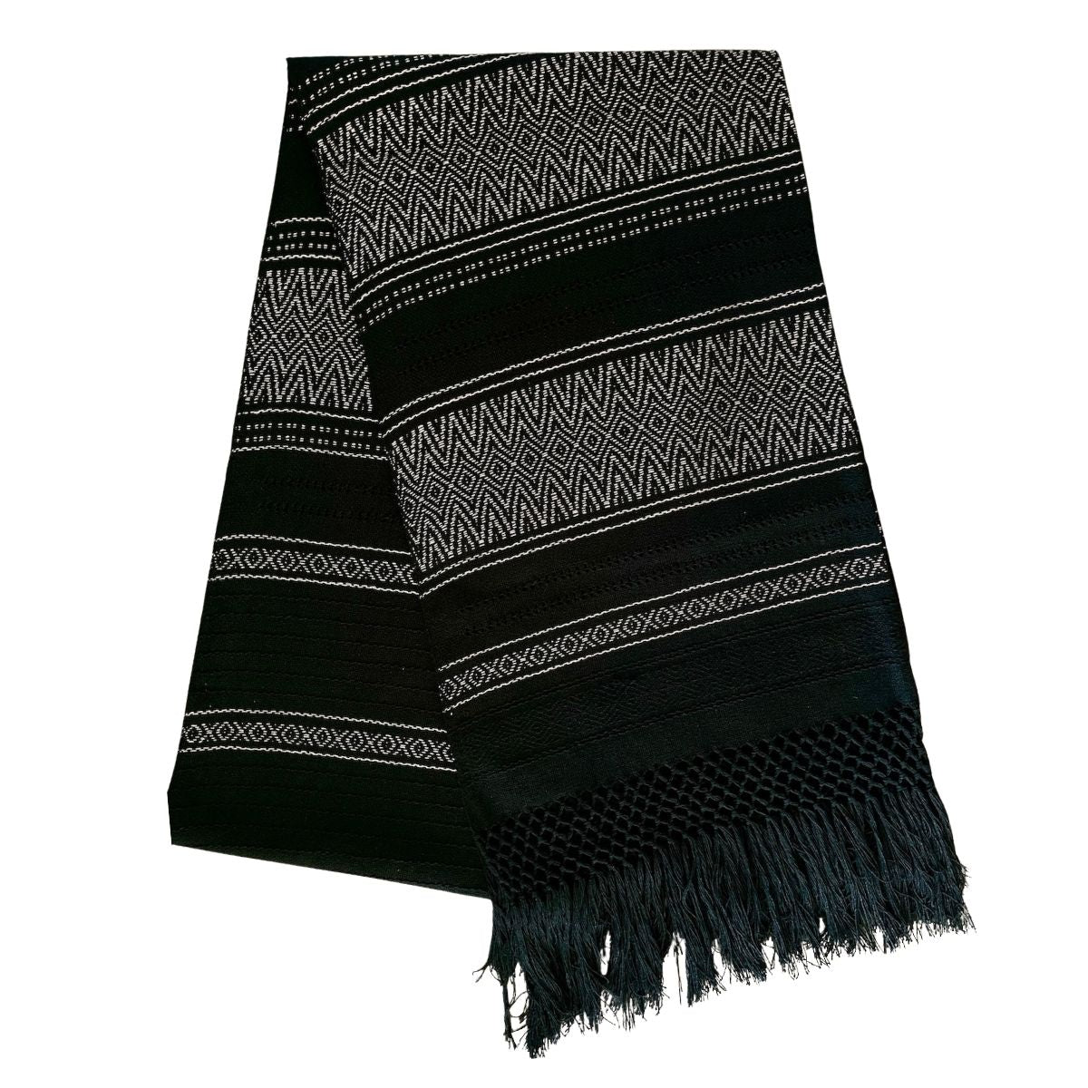 Rebozo/Chal Artesanal (Negro con Caqui) Mod. Lupita.
