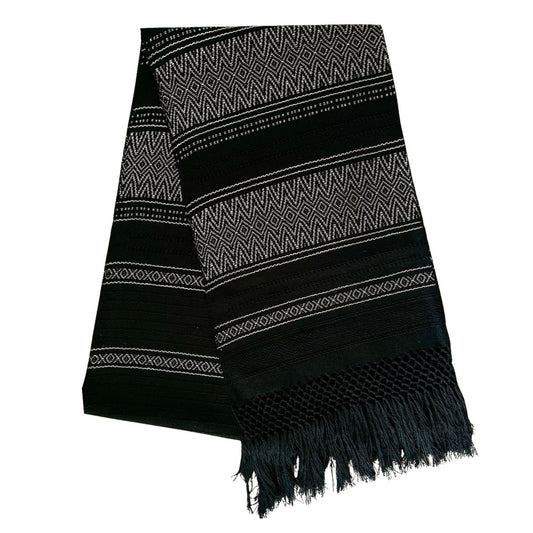 Rebozo/Chal Artesanal (Negro con Caqui) Mod. Lupita.