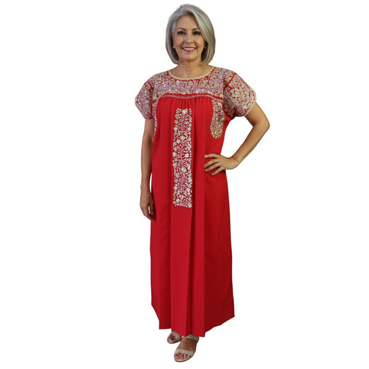 Vestido Bordado a Mano Mod. San Antonino Unitalla. (Diferentes colores).