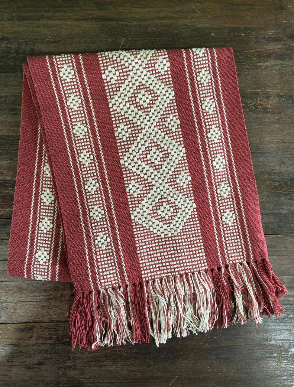CAMINO DE MESA Shedron con Beige Hecho en Telar de Cintura.