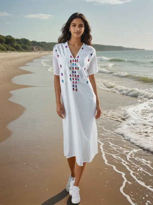 Vestido/Huipil Bordado a Mano Mod. Muñequito Unitalla